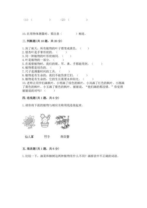 教科版一年级上册科学期末测试卷及完整答案1套.docx