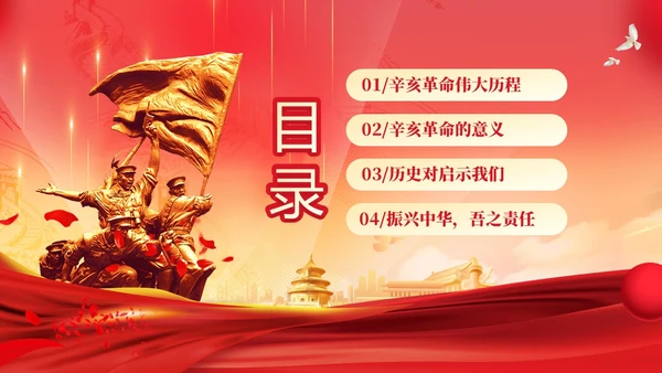 红色大气铭记历史振兴中华纪念辛亥革命PPT