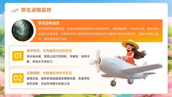 橙黄色3D关于跨越山海的慢旅行计划PPT模板