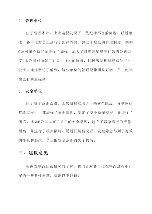 巡视整改回访督查情况汇报