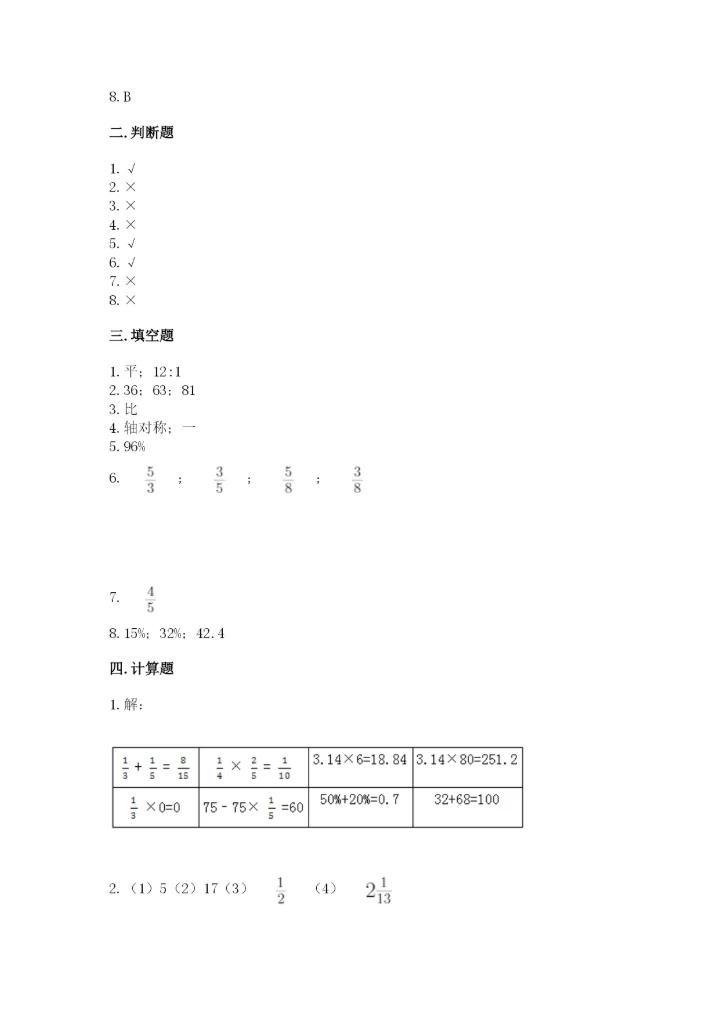 人教版六年级上册数学期末测试卷精品（综合题）.docx