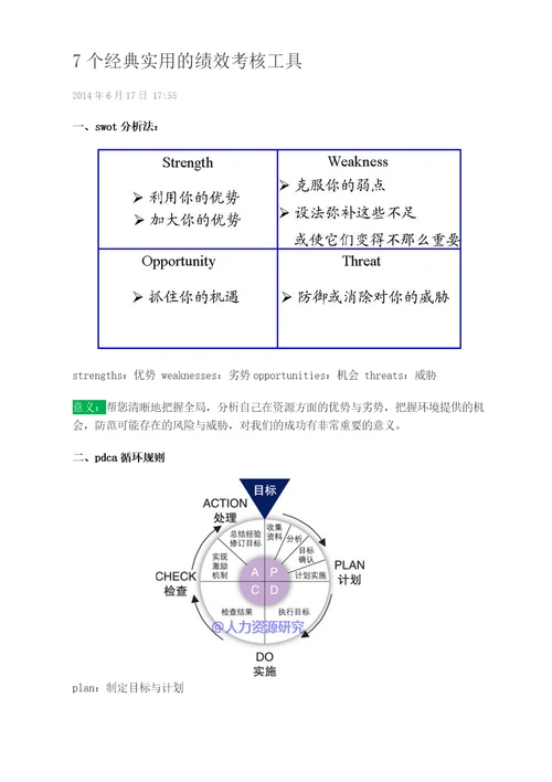 7个经典实用的绩效考核工具