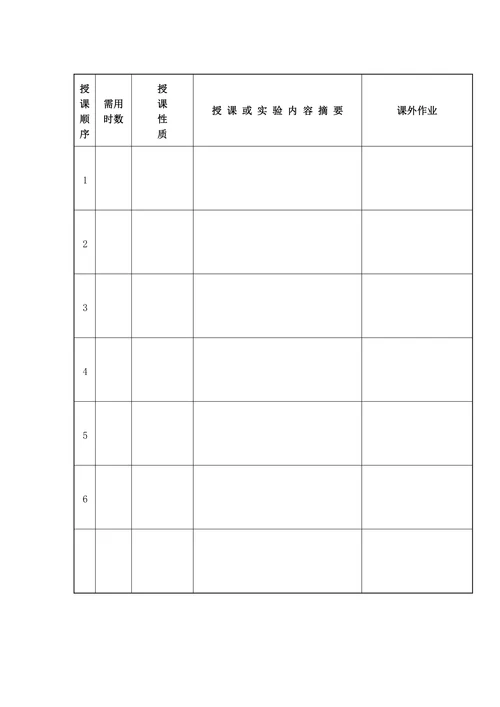 课程教学授课计划表