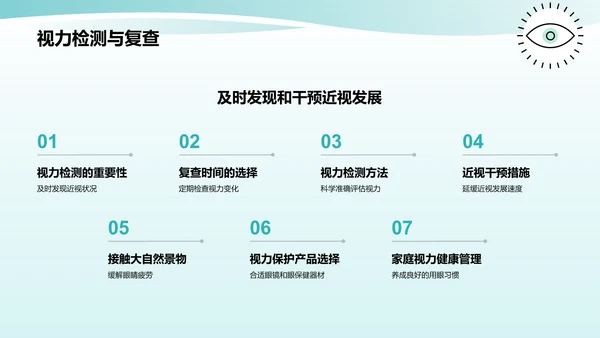 蓝色小清新防近视PPT模板