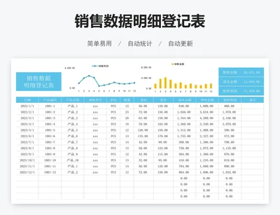 销售数据明细登记表