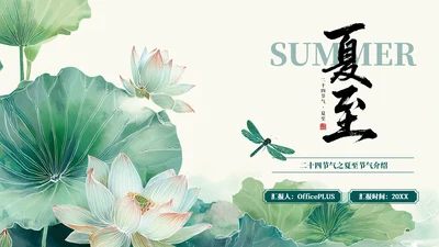 绿色简约二十四节气之夏至PPT模板