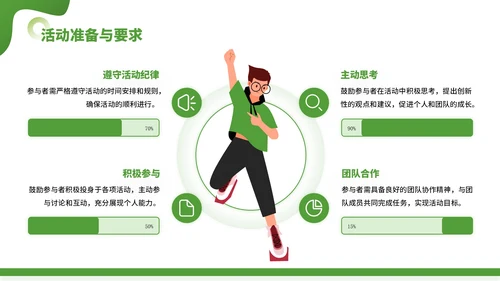 绿色插画风暑假活动PPT模板