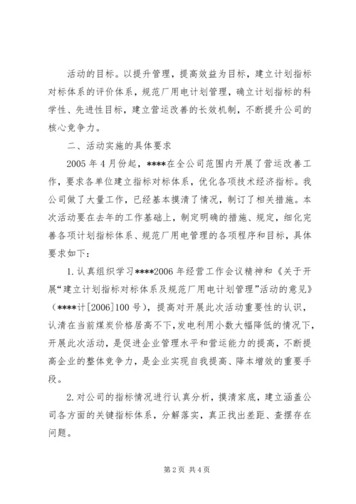 建立计划指标对标体系与规范厂用电计划管理活动方案 (2).docx