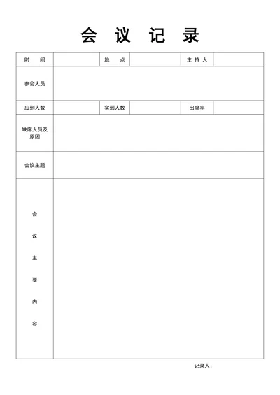 会议记录简单