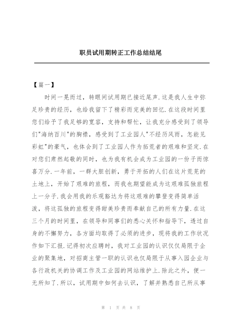 职员试用期转正工作总结结尾.docx