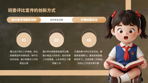 深绿色卡通风班委竞选演讲PPT