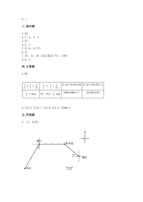 人教版小学六年级上册数学期末测试卷含答案（最新）.docx