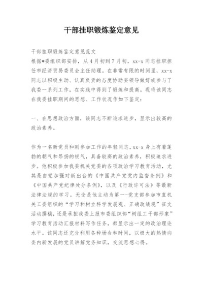 干部挂职锻炼鉴定意见.docx