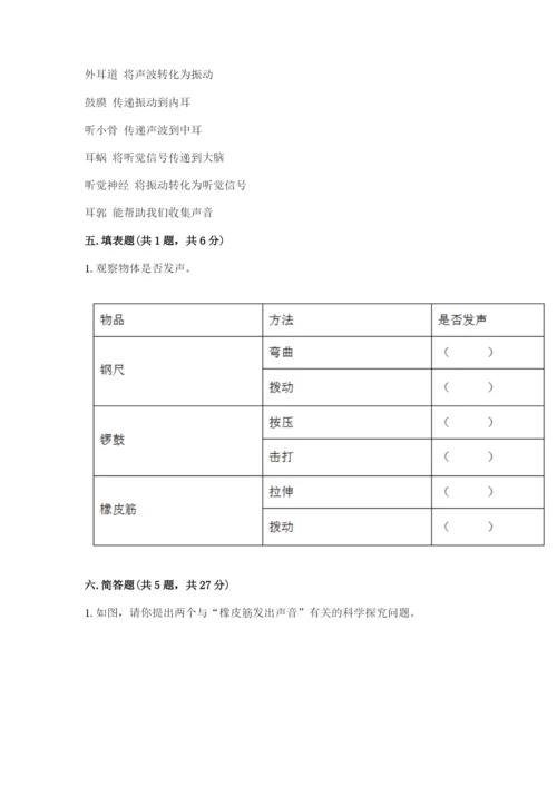 教科版科学四年级上册第一单元声音测试卷各版本.docx