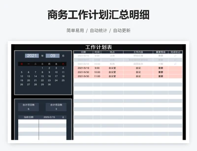 商务工作计划汇总明细