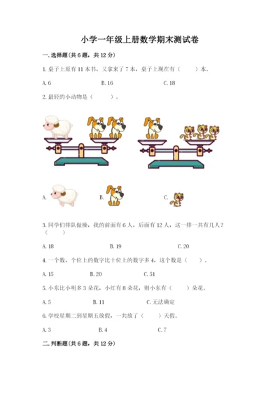 小学一年级上册数学期末测试卷精品【易错题】.docx