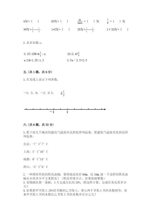 小学六年级下册数学摸底考试题及参考答案【轻巧夺冠】.docx