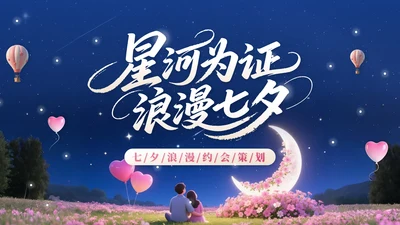 浅橙色3D立体风七夕浪漫约会策划PPT模版