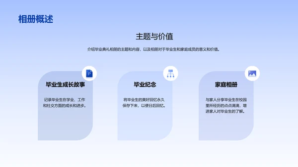 蓝色商务现代大学毕业典礼相册回忆录PPT模板