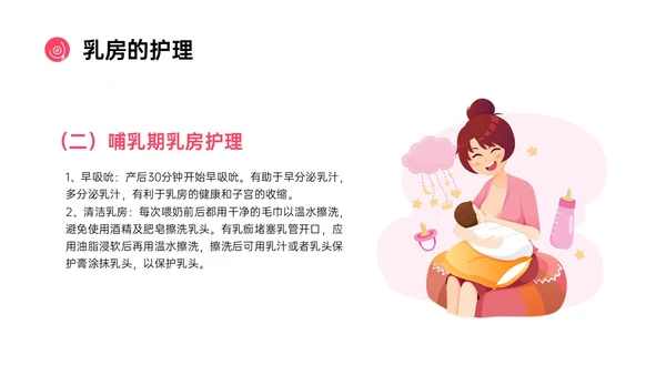 粉红色简约风乳房护理相关知识培训PPT课件乳腺