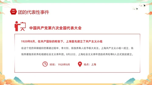 黄色国潮风庆祝中国共青团建团101年课件PPT五四青年节