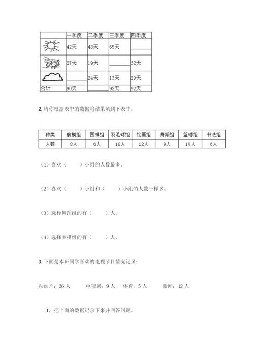 人教版二年级下册数学第一单元-数据收集整理-测试卷【A卷】.docx