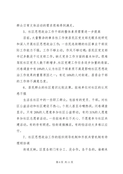 关于加强和改进社区思想政治工作的调研.docx