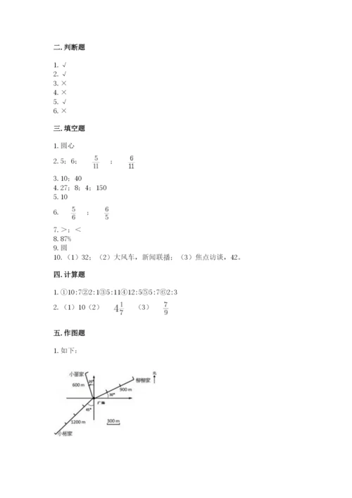 2022年人教版六年级上册数学期末测试卷【典优】.docx