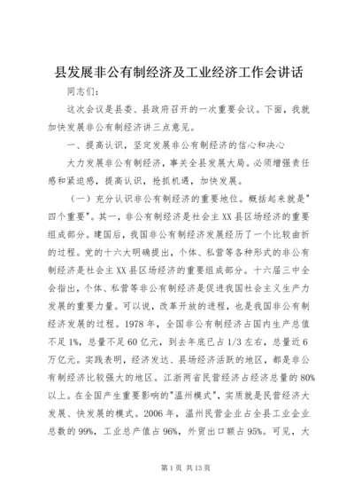 县发展非公有制经济及工业经济工作会讲话.docx