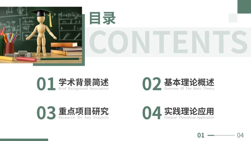 绿色简约学术风学术报告通用PPT模板