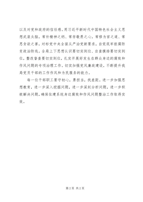 住建局召开群众身边腐败和作风问题整治工作会议.docx