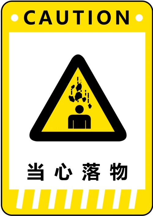 当心落物警示标识(A4打印)