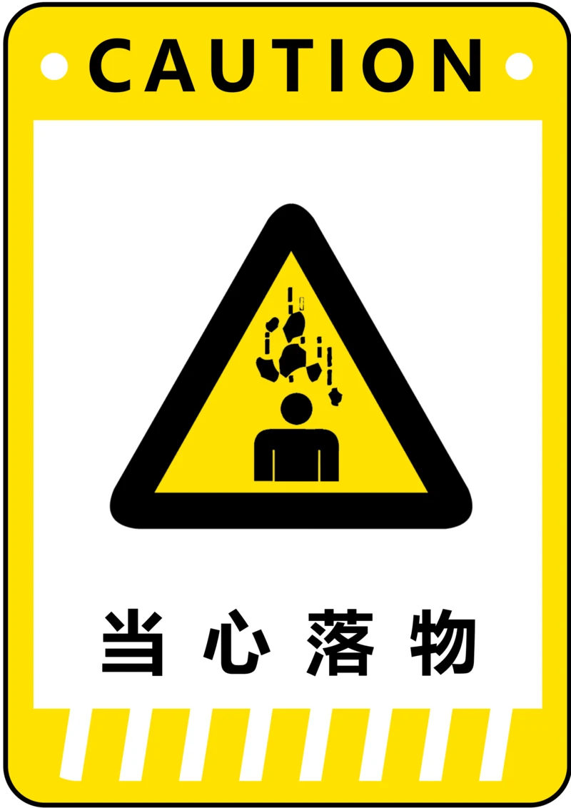 当心落物警示标识(A4打印)