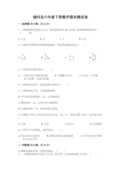 饶河县六年级下册数学期末测试卷（夺分金卷）.docx