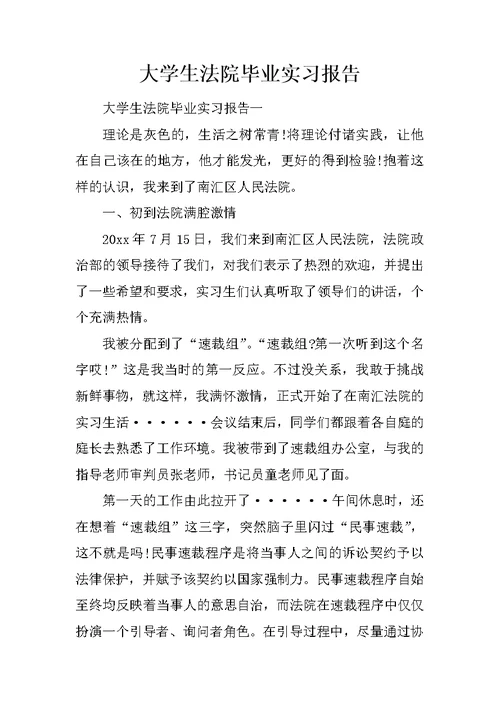 大学生法院毕业实习报告