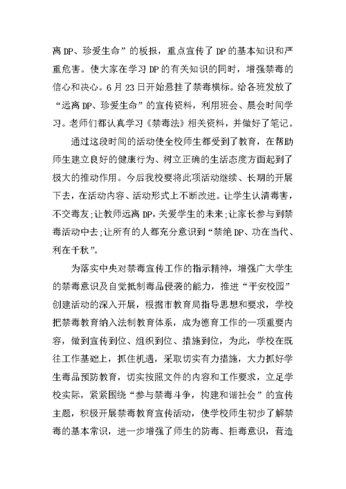 XX小学禁毒宣传总结