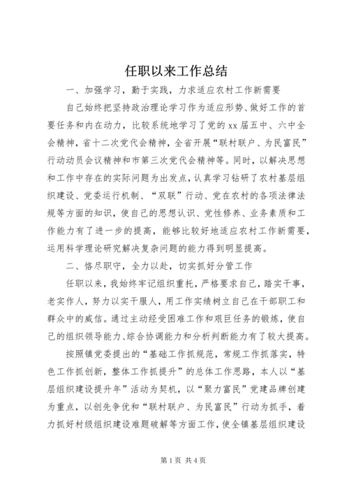 任职以来工作总结.docx