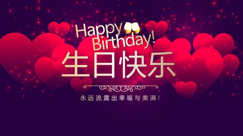 高端紫色生日快乐电子相册PPT