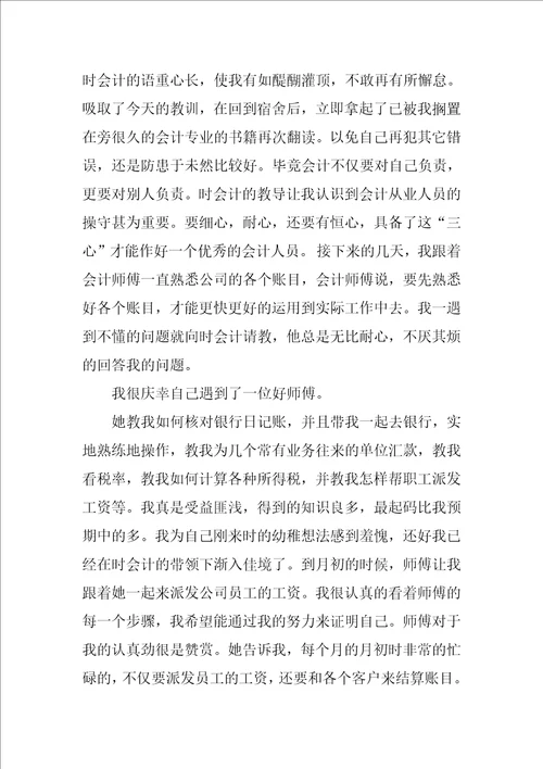 XX年会计出纳实习总结