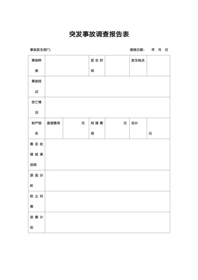 突发事故调查报告表