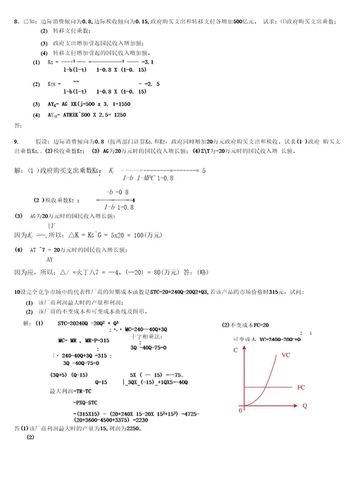 计算题西方经济学总复习