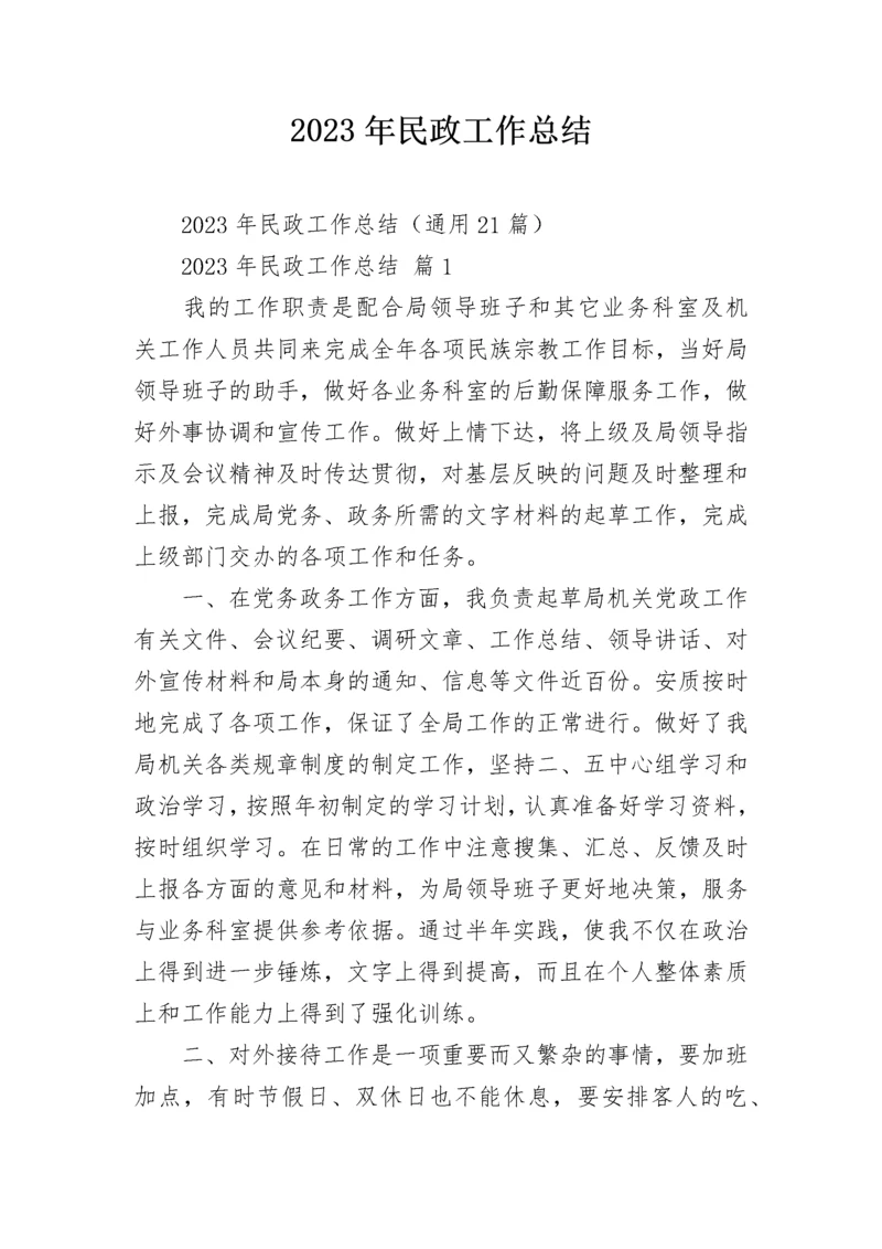 2023年民政工作总结.docx