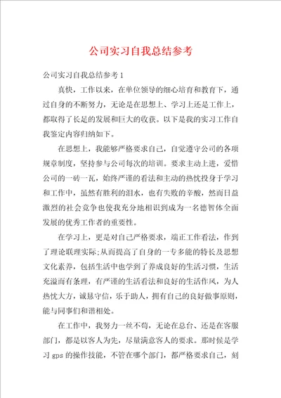 公司实习自我总结参考