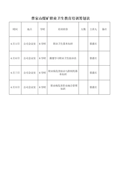 职业卫生教育培训综合计划表内容试卷2