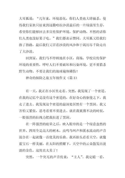2023年神奇的探险之旅五年级作文