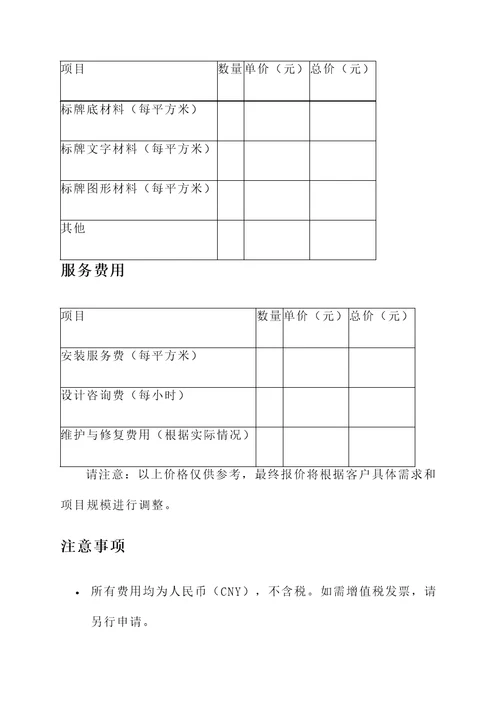 云南城市标牌设计报价单