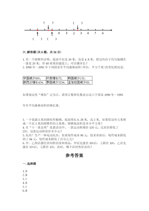 勃利县六年级下册数学期末测试卷标准卷.docx