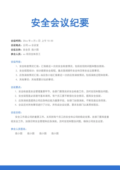 安全会议纪要
