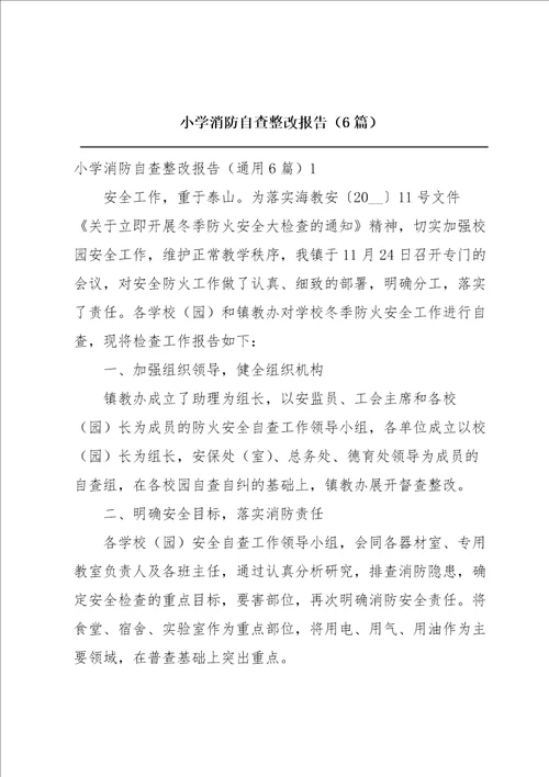 小学消防自查整改报告6篇