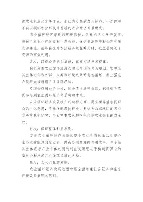 农业循环经济发展研究论文精编.docx